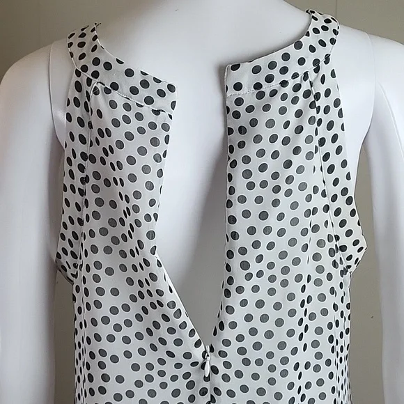 Betsey Johnson White & Black Polka-dot Halter Neck Back Zip Flowy Swing Dress - Picture 10 of 16